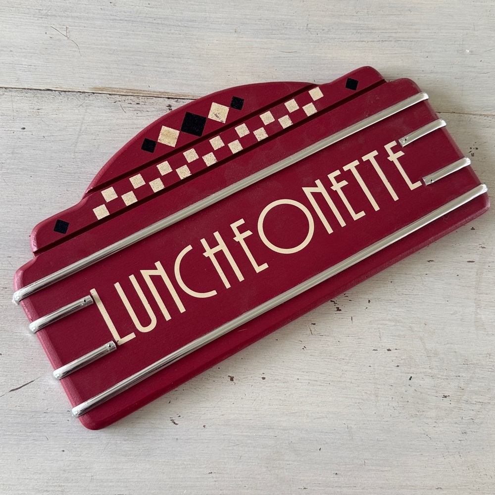 Retro Diner-Style Luncheonette Wood Sign - 8”x15”